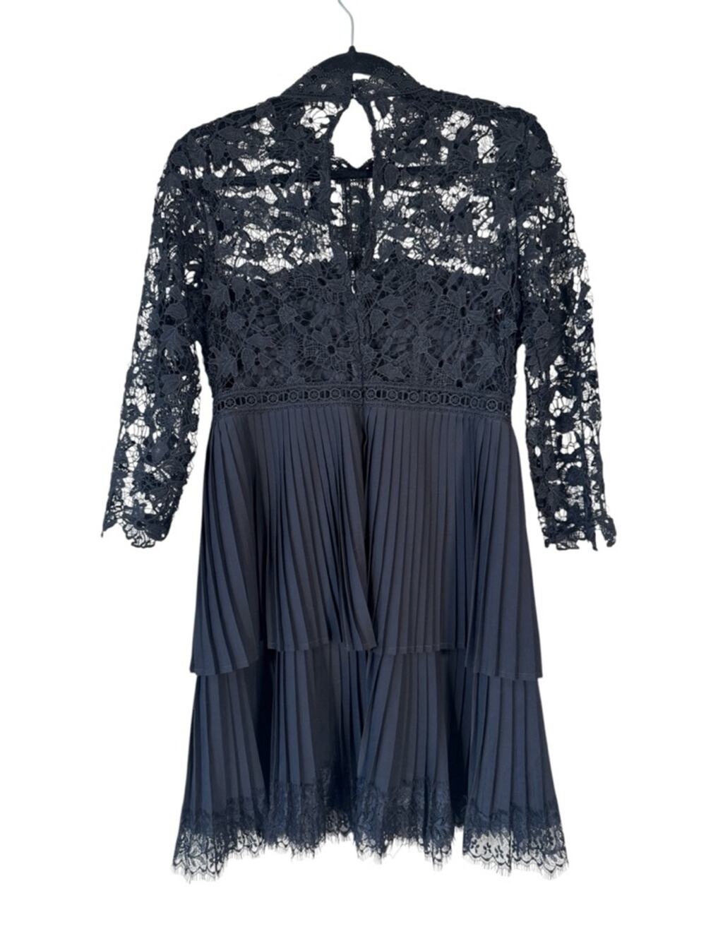 Zara Black Pleated Lace Mini Dress Womens M Whimsigoth Witchy Formal Prom